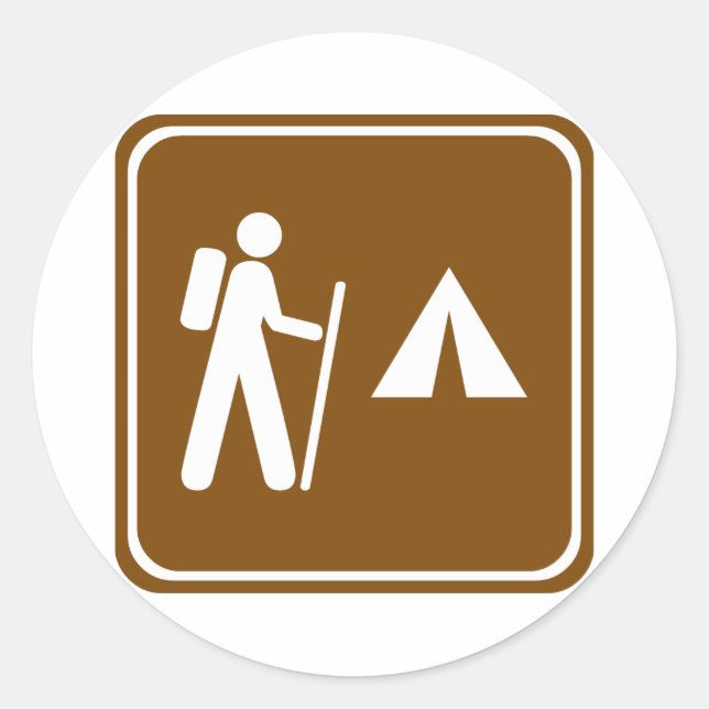 Sticker Rond Sentier randonnée avec panneau routier Camping (Devant)
