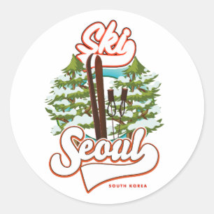 Sticker Rond Séoul Corée du Sud logo Ski Coffee Mug