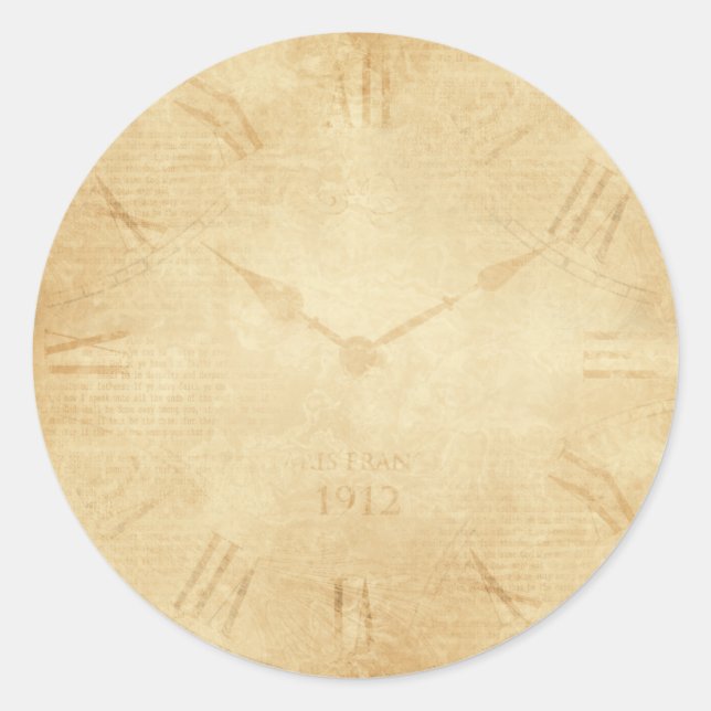 Sticker Rond Sepia Horloge Face Steampunk (Devant)