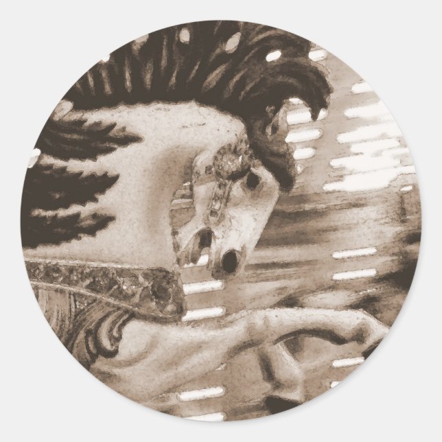 Sticker Rond Sepia Merry Horse (Devant)