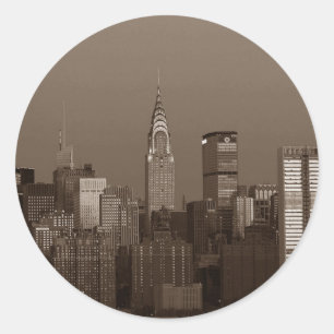 Sticker Rond Sepia New York