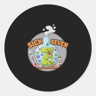 Sticker Rond Sept Malade Mème Drôle 67 Six Sept Jeux de Mots Hu