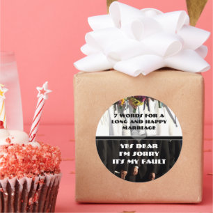 Sticker Rond Sept mots pour un mariage long et heureux
