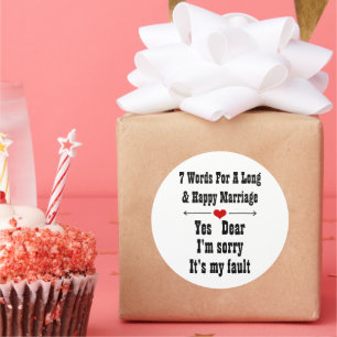 Sticker Rond Sept mots pour un mariage long et heureux