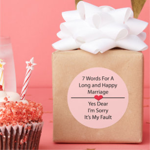Sticker Rond Sept mots pour un mariage long et heureux