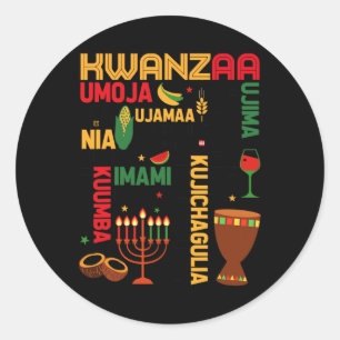 Sticker Rond Sept Principes De Kwanzaa Fier Africain-Américain