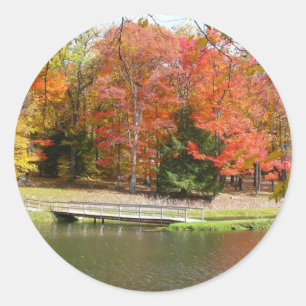 Sticker Rond Sept sources Pont d'automne III Paysage d'automne