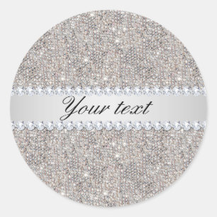 Sticker Rond Séquences d'argent Faux et diamants