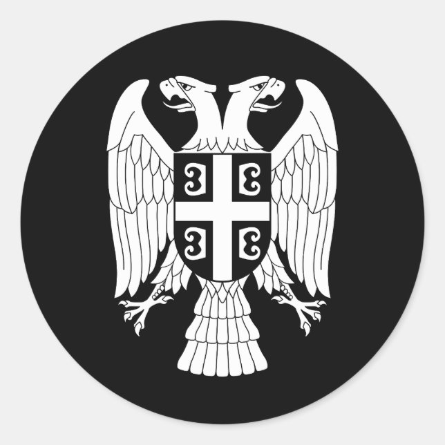 Sticker Rond Serbia coat of arms, double-headed white eagle (Devant)