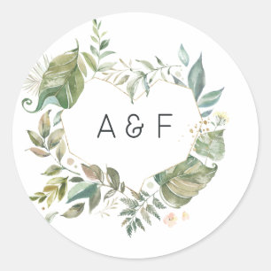 Sticker Rond Sérénité Simplistic Greenery Mariage géométrique