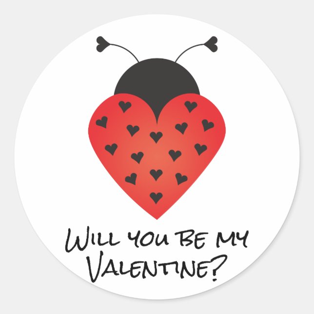 Sticker Rond Serez-Vous Mon Coeur Saint Valentin Ladybug Rouge  (Devant)