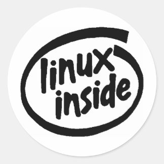 Sticker Rond Serie Linux à l'intérieur