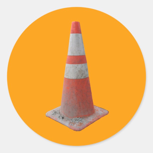 Sticker Rond Série Pylon de construction de routes (Devant)