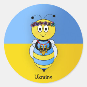 Sticker Rond Série ukrainienne d'abeille