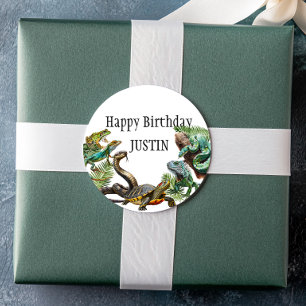 Sticker Rond Serpent à l'aquarelle Anniversaire Reptile