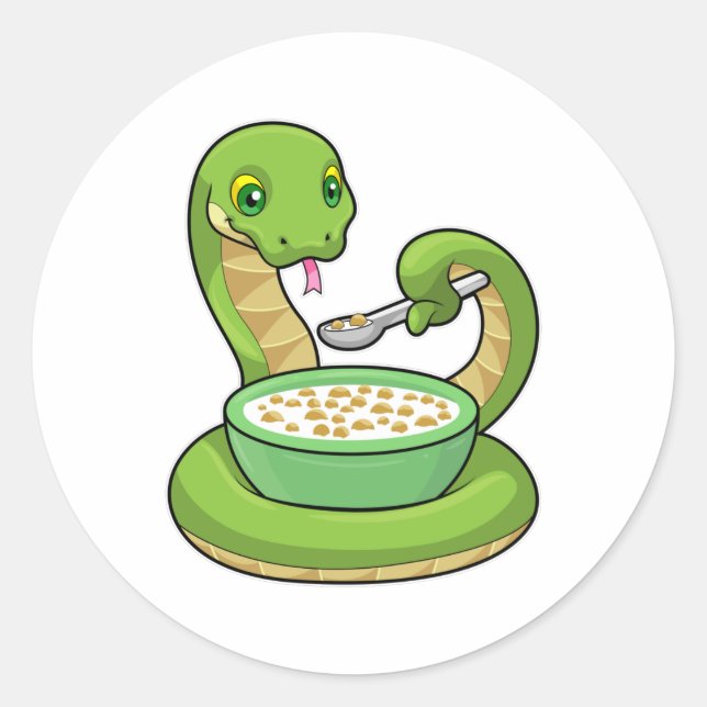 Sticker Rond Serpent à manger avec Muesli (Devant)