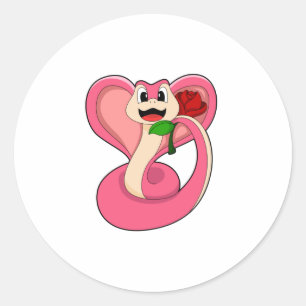 Sticker Rond Serpent avec Rose