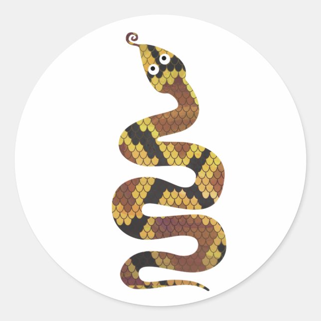 Sticker Rond Serpent Brown et Silhouette Or (Devant)