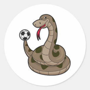 Sticker Rond Serpent comme joueur de football avec balle de foo