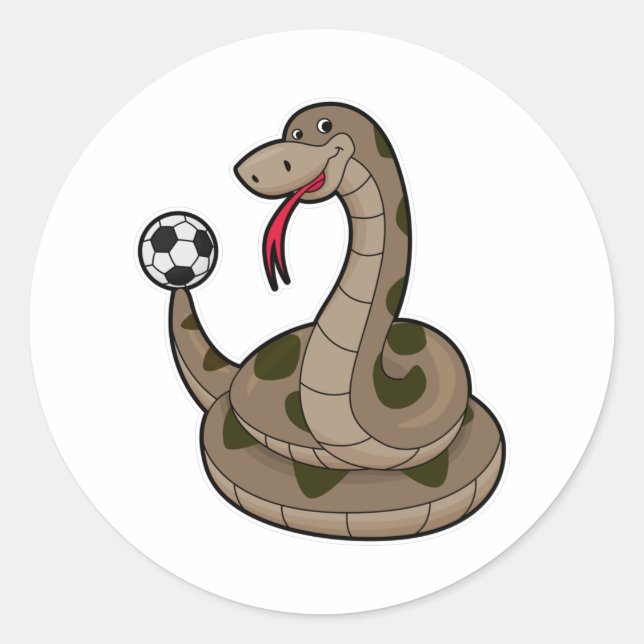 Sticker Rond Serpent comme joueur de football avec balle de foo (Devant)