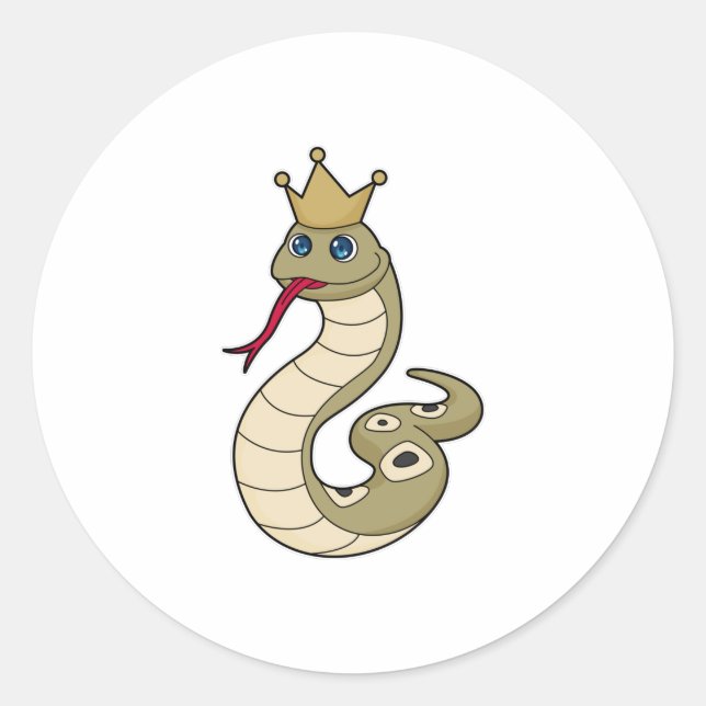 Sticker Rond Serpent comme roi avec Couronne (Devant)