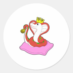 Sticker Rond Serpent comme roi avec Couronne