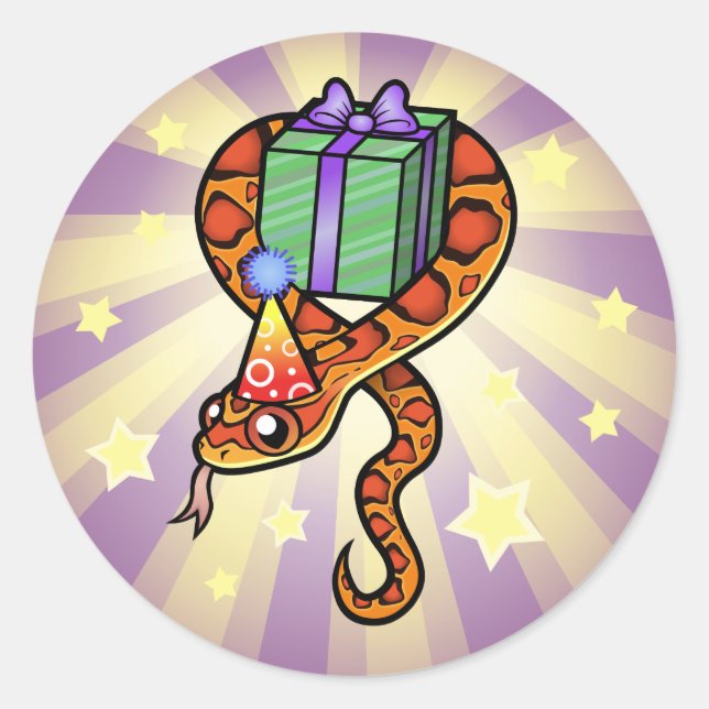 Sticker Rond Serpent d'anniversaire (Devant)