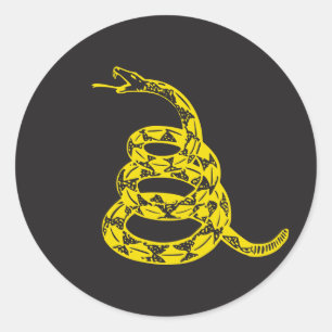 Sticker Rond Serpent de Gadsden - Jaune