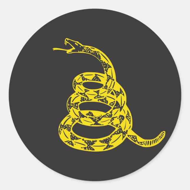 Sticker Rond Serpent de Gadsden - Jaune (Devant)