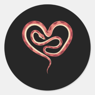 Sticker Rond Serpent De Jour En Forme De Coeur De Serpent Valen