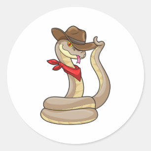Sticker Rond Serpent en cowboy avec Écharpe