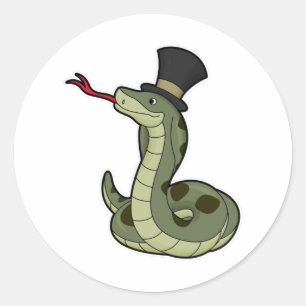 Sticker Rond Serpent en Gentleman & Casquette