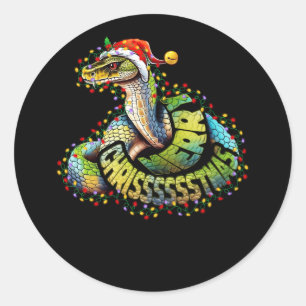 Sticker Rond Serpent Portant Le Chapeau Du Père Noël Reptile Jo