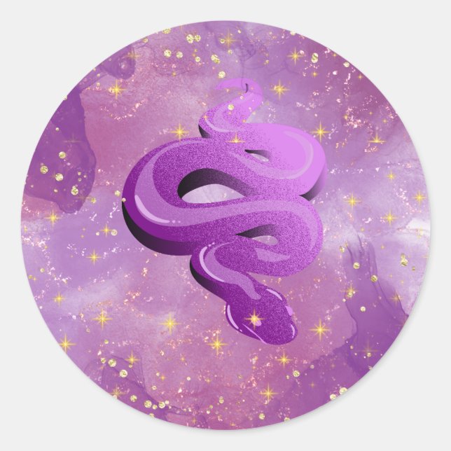 Sticker Rond Serpent pourpre (Devant)