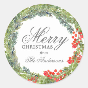 Sticker Rond Serre de Noël Joyeux personnalisée