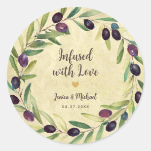 Sticker Rond Serre d'huile d'olive Mariage rustique infusée d'a