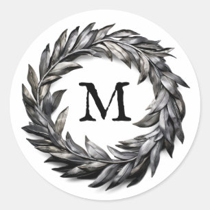 Sticker Rond Serre Masculine Métallique Avec Votre Monogramme