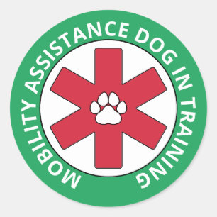 Sticker Rond Service d'assistance à la mobilité verte Chien en 