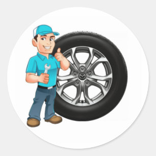 Sticker Rond Service de pneus