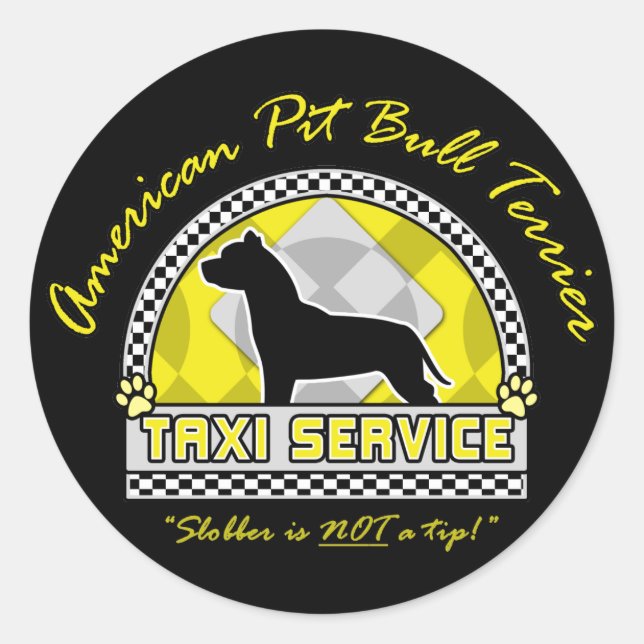Sticker Rond Service de taxi américain Pit Bull Terrier (Devant)