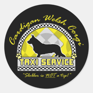 Sticker Rond Service de taxi Cardigan Welsh Corgi