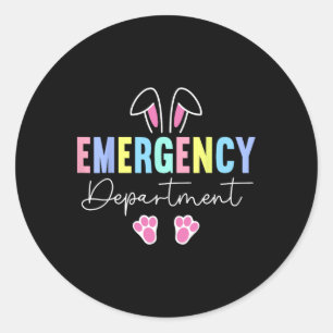 Sticker Rond Service d'urgence Pâques Bunny Er Nurse Pâques