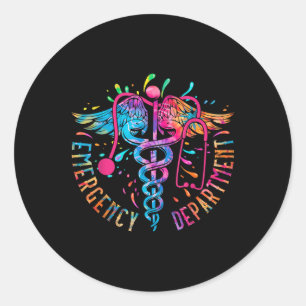 Sticker Rond Service D'Urgence Tie Dye Ed Er Infirmière S