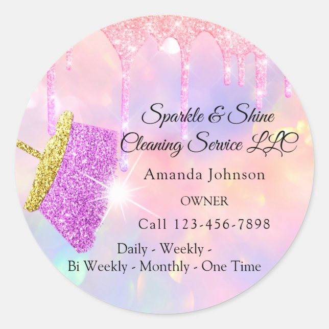 Sticker Rond Services de nettoyage classique Holographe des gou (Devant)