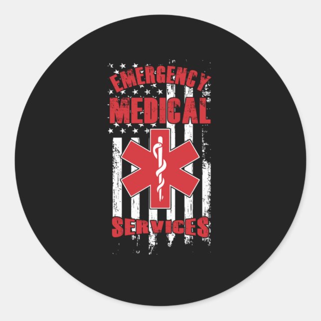 Sticker Rond Services Médicales d'urgence EMS EmT Paramètre Cad (Devant)