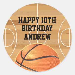 Sticker Rond Serviettes Joyeux Anniversaire Basketball