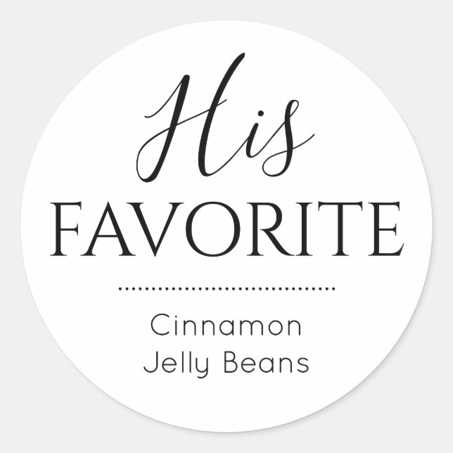 Sticker Rond Ses Pièces Favorites Favorite Candy Wedding Favori (Devant)