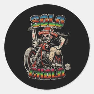 Sticker Rond Seul Cholo Drôle Calavera Motard Latino Rue Cultur