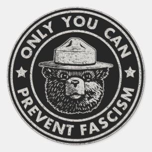 Sticker Rond Seulement vous pouvez prévenir le fascisme Vintage