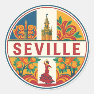 Sticker Rond Séville Espagne Plaza de España